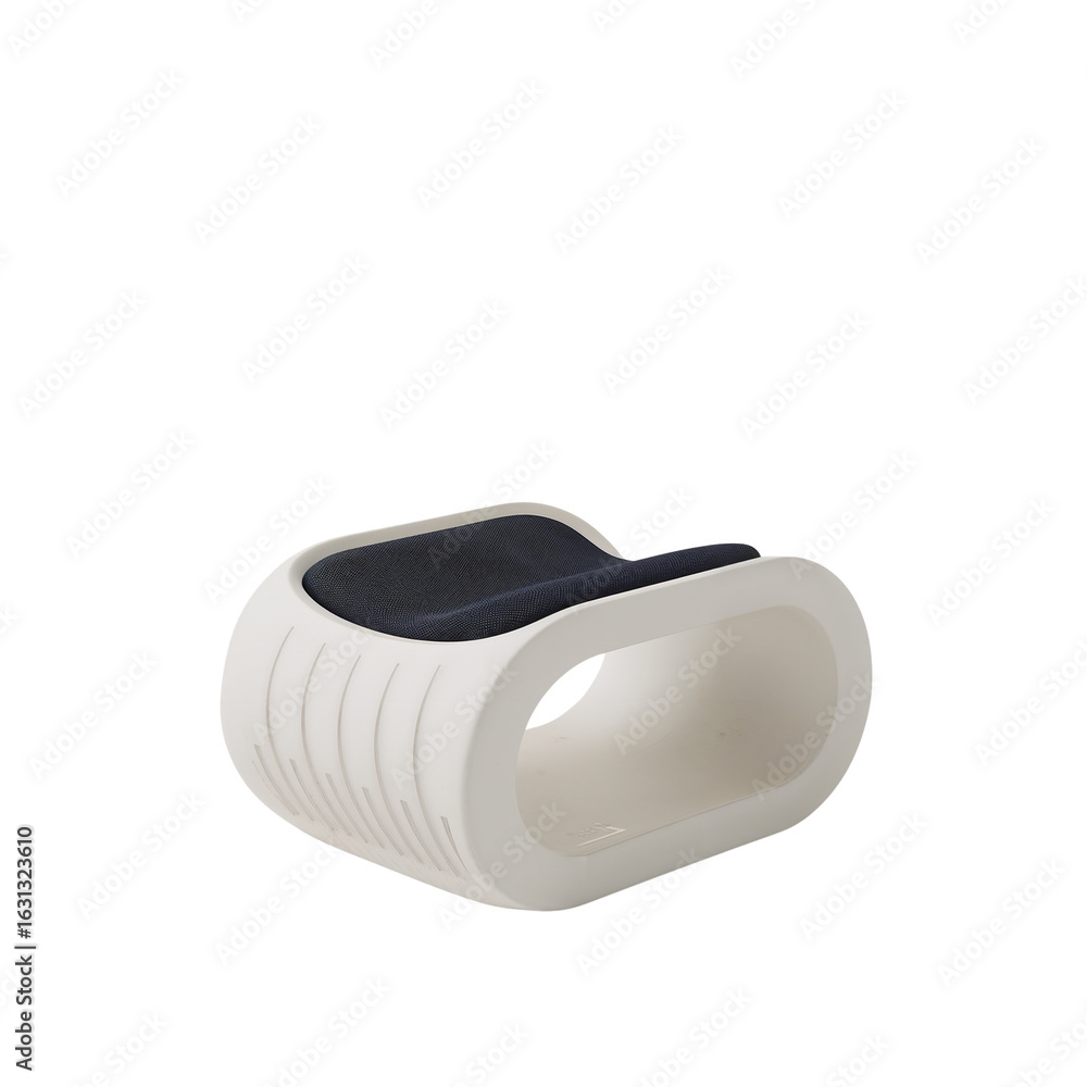 Poster minimalist stool design showcasing a smooth, rounded form and comfortable seating in a modern