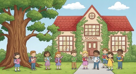 Schoolchildren at home time
