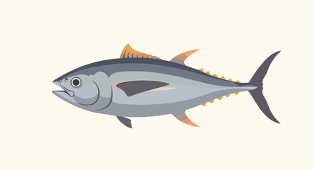Naklejka premium Swimming tuna on white background for educational material or menus