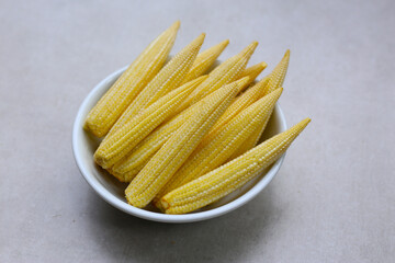 Raw, fresh yellow baby corn