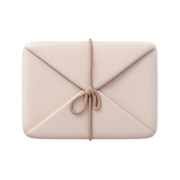 Closed envelope tied with string isolated on transparent background