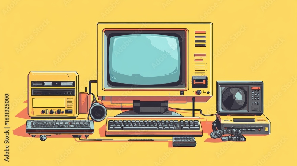 Wall mural retro old computer user interface,pink y2k computer window page and retro interface of pc screentren