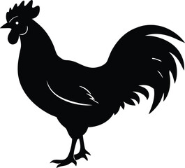  rooster cock silhouette vector icon