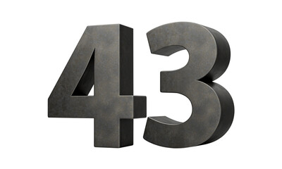 Number Forty three 43 Digit Made Of Gray Smooth Cast Iron 3d Illustration