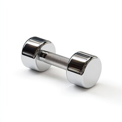 Chrome dumbbell on white background (4)