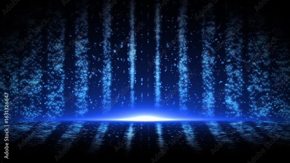 Poster royal blue color digital data flow big data block chain hi-tech design dark technology background