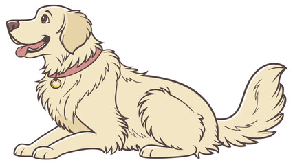 Cute Golden Retriever Dog Vector Illustration Transparent Background