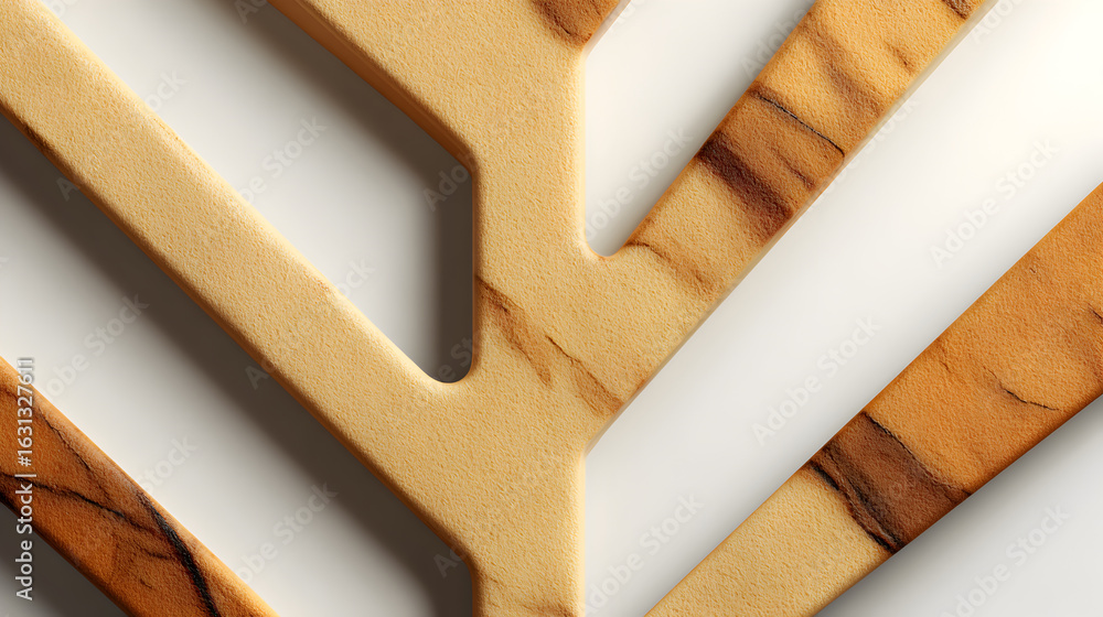 Poster intricate wooden carving with a natural pattern of branching veins, creating a visually engaging com