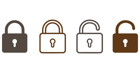 Flat Vector Icons of Padlocks | Secure Access and Unlock Symbols