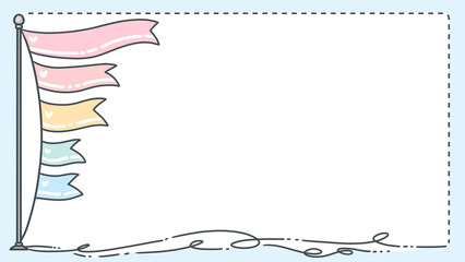 Cute background template decorated with cute pastel colored flags.