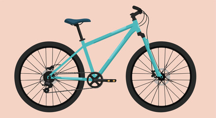 Fototapeta premium Illustration of a Teal Bicycle, Background is a plain tan color, for promotion