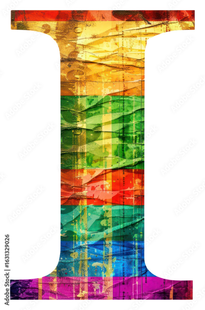 Poster png rainbow with alphabet i pattern font