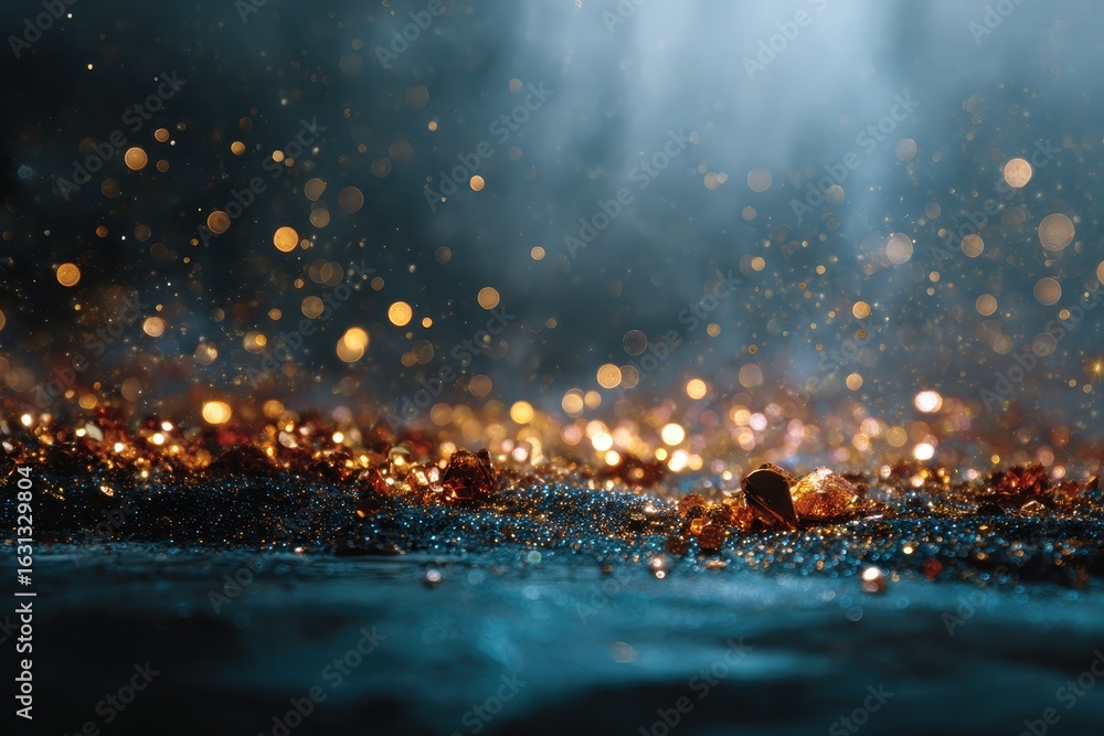 Poster enchanting abstract glitter bokeh lights create a stunning blue background filled with shimmering pa