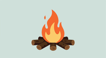 Campfire burning woods. Illustration for warmness, outdoor design, or camping use