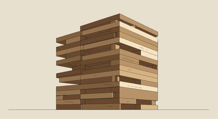 Blocks balancing, isolated. Strategy game. Concept for risk. Cream background