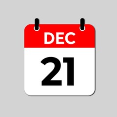 December 21 Day Calendar Vector illustration 