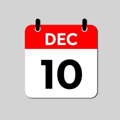 December 10 Day Calendar Vector illustration 