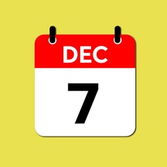 December 7 Day Calendar Vector illustration 