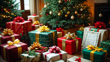 Christmas gifts under the tree creating a festive atmosphere