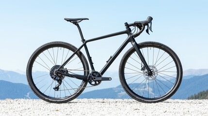 Fototapeta premium Detailed Side Profile of a Carbon Road Bike Parked Outdoors
