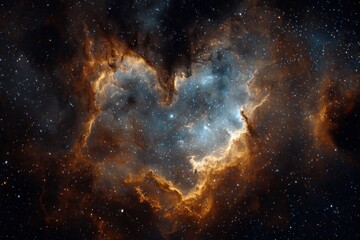 Fototapeta premium Cosmic beauty of the Heart nebula located in the constellation Cassiopeia showcases intricate gas formations and vibrant colors in deep space