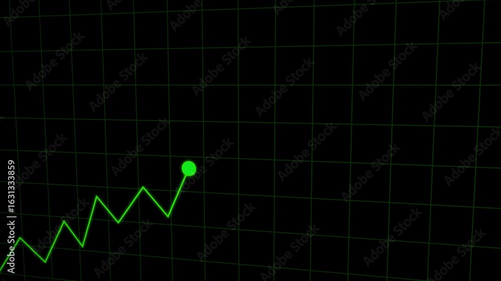 Poster modern financial chart animation. green line graph data visualization for business use. stock footag