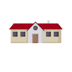 New modern house design with a red roof and inviting front entrance