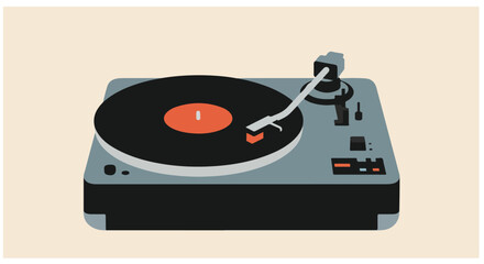 Fototapeta premium Record spins on turntable. Retro audio equipment against a solid background