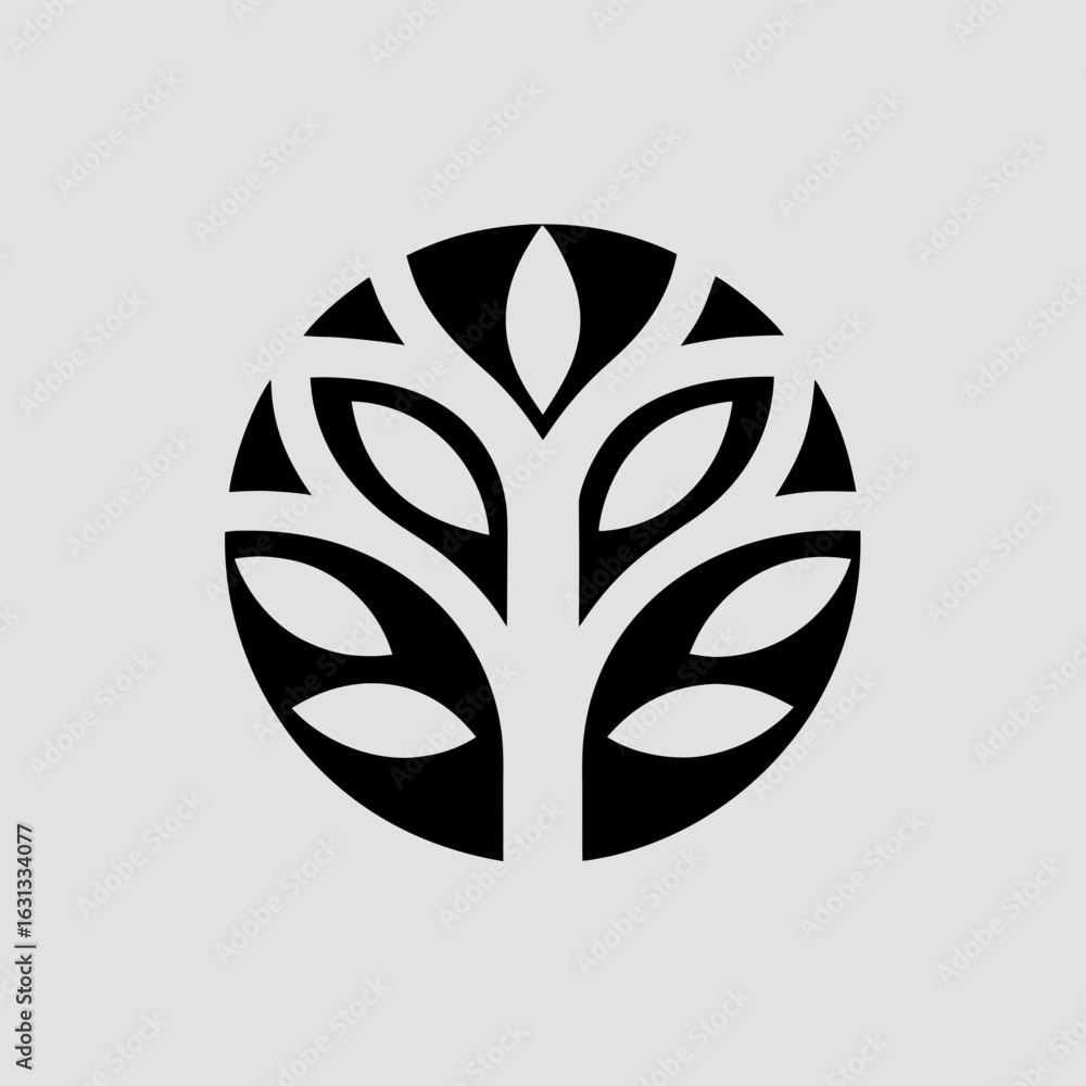 Poster tree with blocky branches geometric logo design