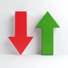 Red down arrow and green up arrow on white background