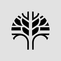 Tree with Blocky Branches Geometric Logo Design