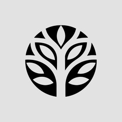 Tree with Blocky Branches Geometric Logo Design