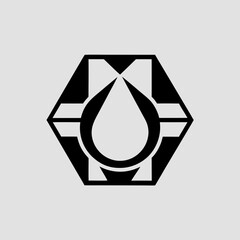 Water Drop Hexagon Geometric Logo Design
