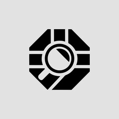 Zoom Magnifier Hexagon Geometric Logo Design
