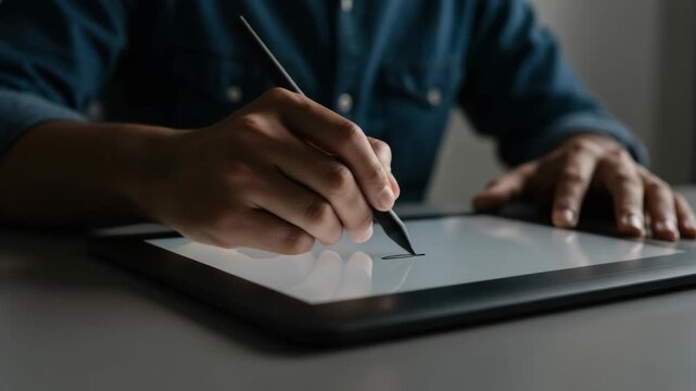 Person using digital drawing tablet