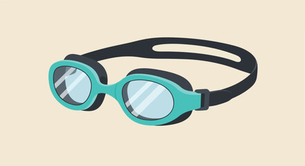 Cartoon goggles on beige background for swimming lessons in pool