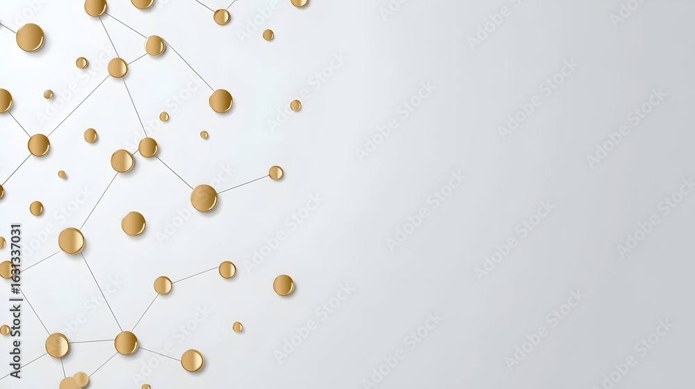 Aufkleber an abstract design with interconnected golden circles and lines, suggestive of connectivity and netw