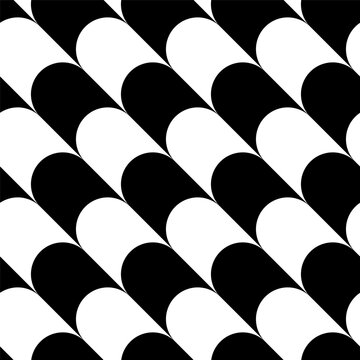 Abstract geometric seamless pattern. Minimalist geometrical ornament, puzzle design. Vector black and white illustration.