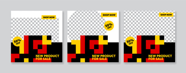 Set of editable minimal square banner template suitable for social media post and web internet ads