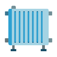 Modern blue radiator icon for home heating and comfort
