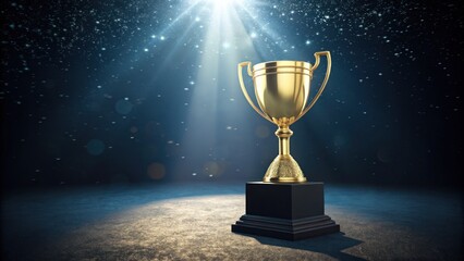 Golden trophy award for best achievement and success concept