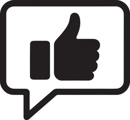 Silhouette vector EPS of speech bubble with like icon, perfect for social media and communication design.