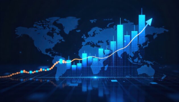 business graph on the world map