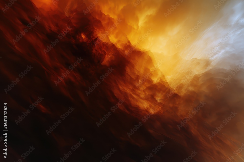 Poster vivid abstract texture showcasing a blend of deep reds and oranges with hints of lighter tones, evok