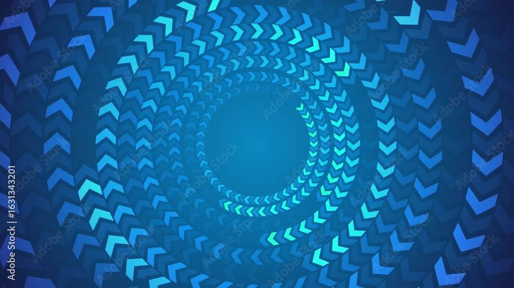 Poster circular motion formed by blue arrows spinning inward creates dynamic abstract background. for tech 