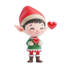 cute little kid wearing green elf Christmas costume.. Generative AI
