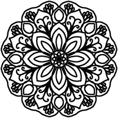 Fototapeta premium Mandala Seamless vector abstract floral damask pattern with ornate black flower and leaf elements for a vintage design illustration