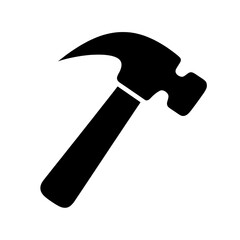 Hammer Icon Silhouette Isolated on White Background.