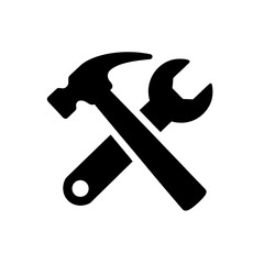 hammer and wrench.
Hammer and Wrench Icon Silhouette Isolated.