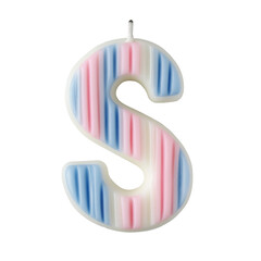 pink sweet color style alphabet letter S candle birthday alphabet luxury texture on white background